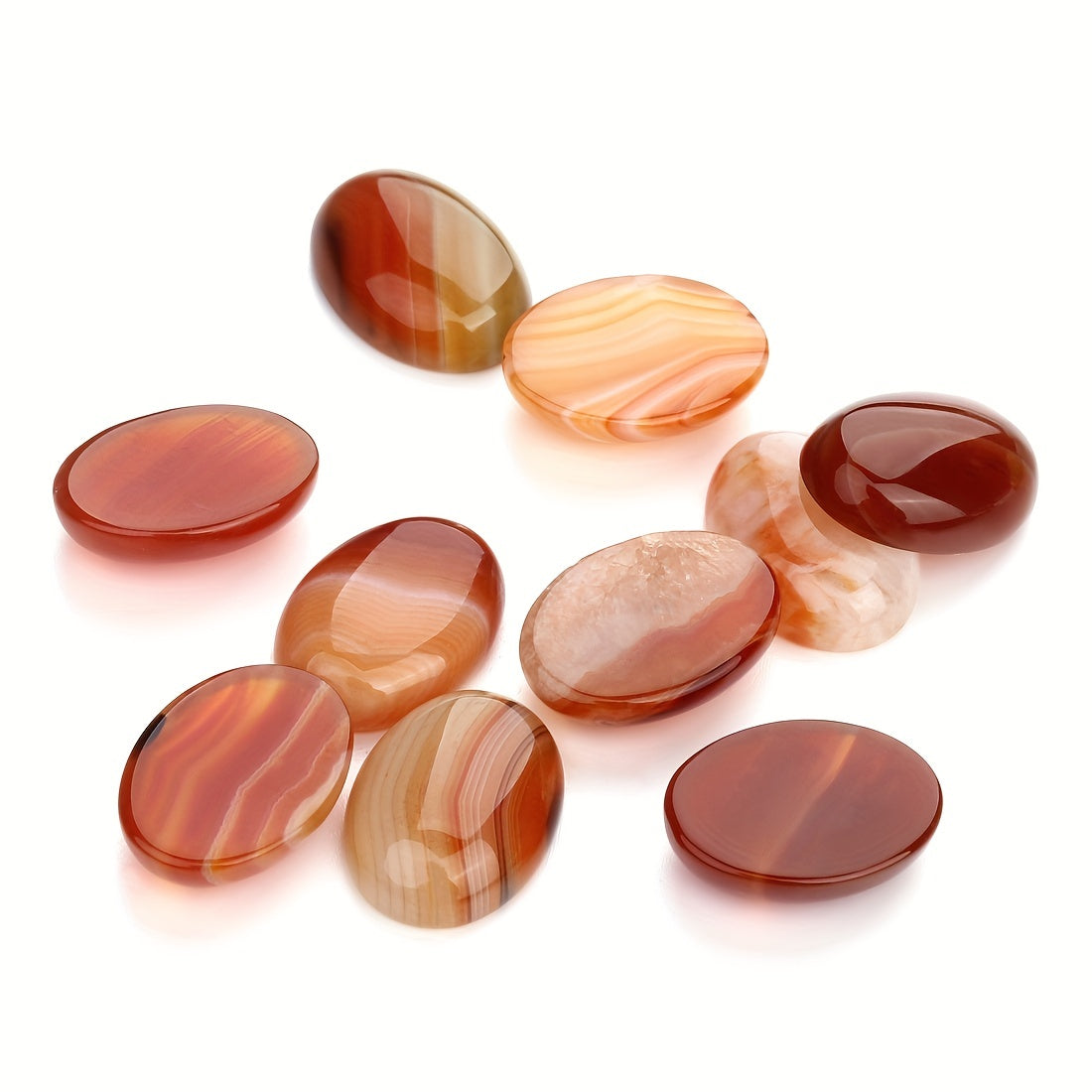 10 ta tabiiy oval agate tekis orqa qoplamali qimmatbaho tosh cabochonlar 10*14mm/18*13mm o'lchamlarida, shifo beruvchi chakra kristal tosh marjonlari uchun. Teshiklari yo'q bo'lgan zargarlik hunarmandchiligi uchun mukammal.