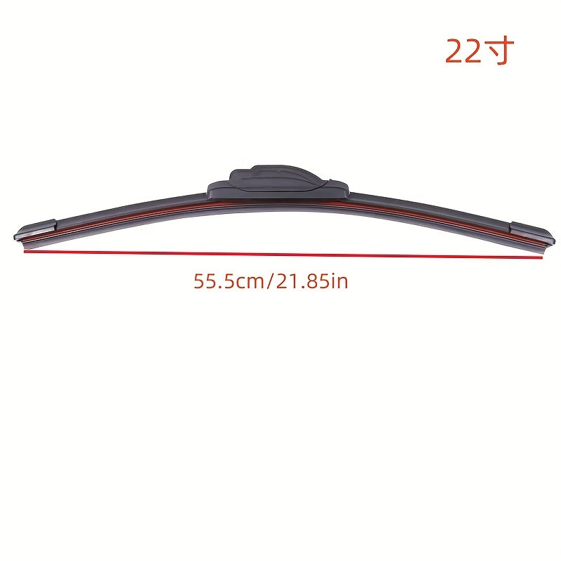 Quiet and durable 4-layer J/U hook wiper blades with 4 rubber strips in sizes ranging from 35.56 cm to 71.12 cm, suitable for all cars.