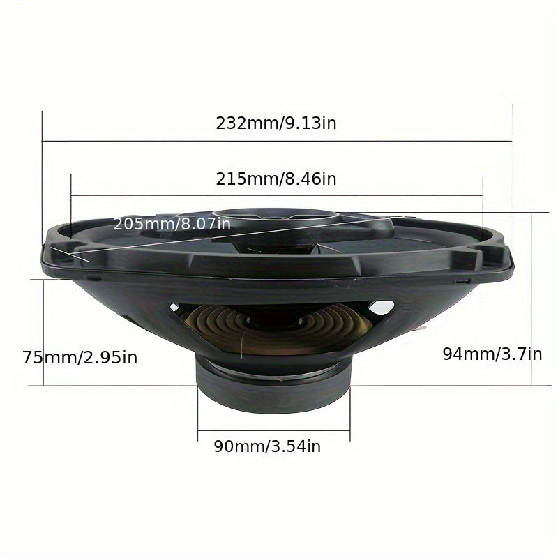 Two 15.24X22.86 cm 1000W 5-Way Car HiFi Coaxial Speakers for Vehicle Doors, Auto Audio Music Stereo with Subwoofer, Full Range Frequency