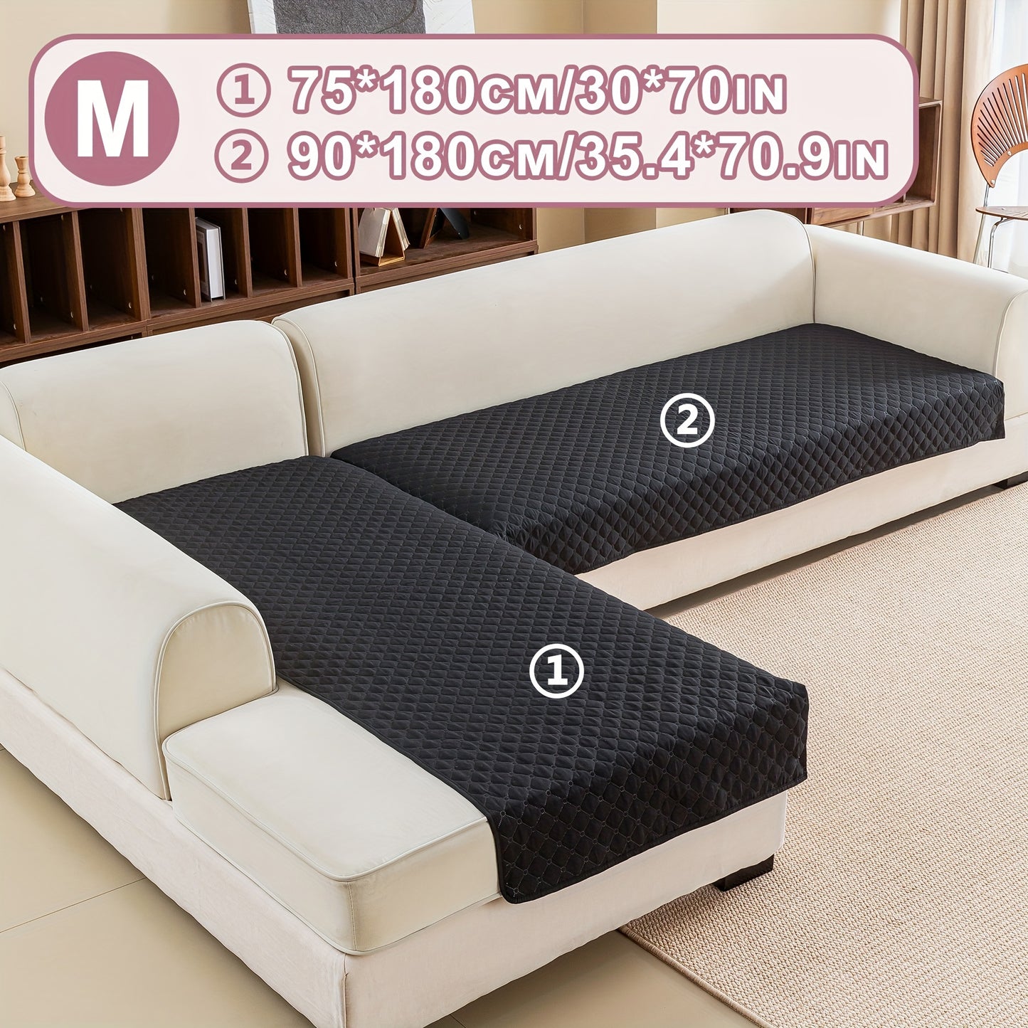 2 durable L-shaped sofa protectors for both left and right sofas, machine washable.