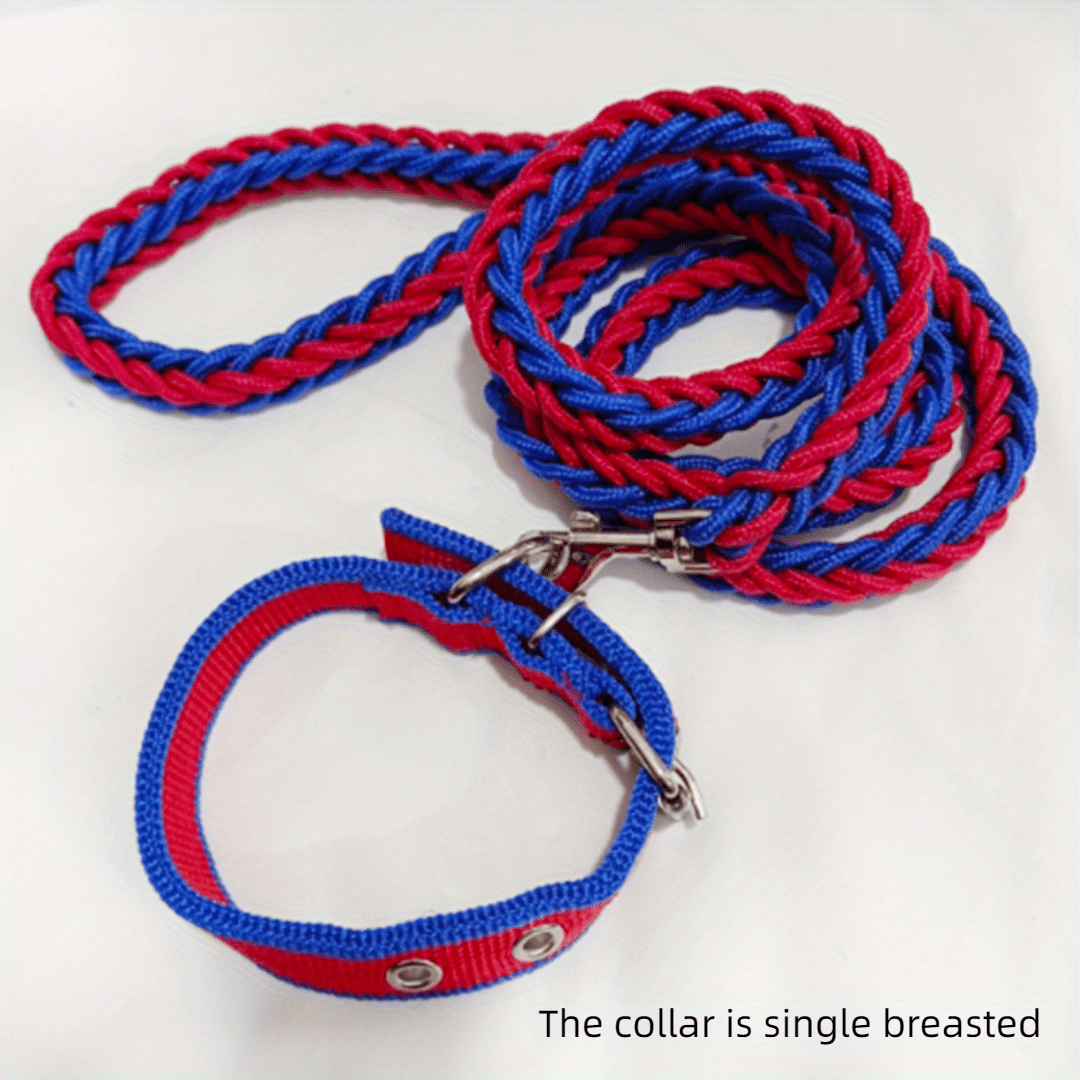 Heavy duty dog collar and leash set with braided training leash.