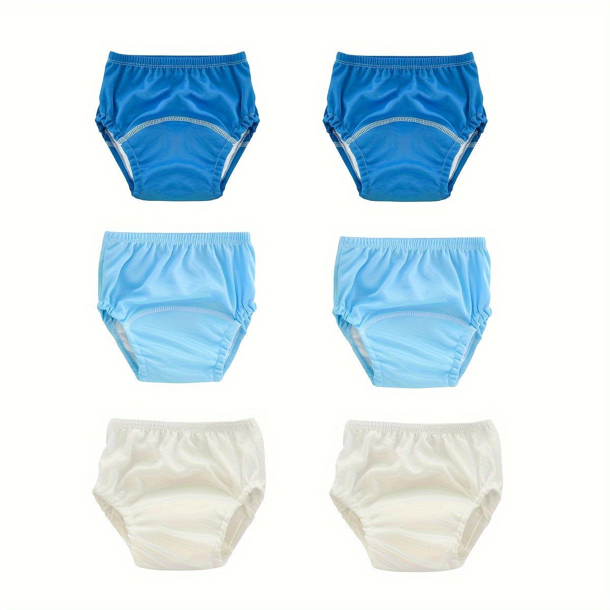 Six plain colored training pants, washable learning pants, breathable training diapers.