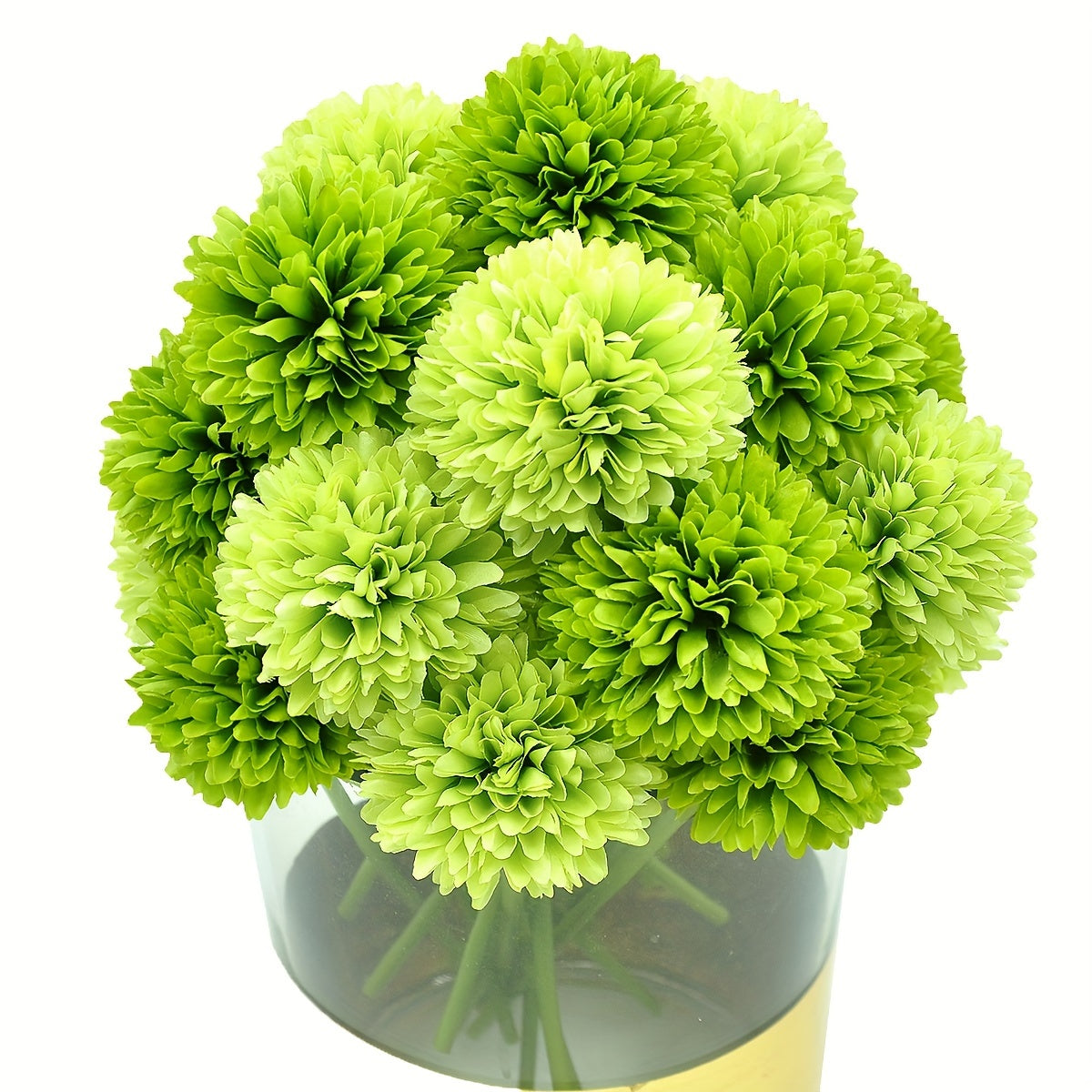 10 artificial chrysanthemum ball flowers for wedding bouquets, home decor, or party table centerpieces.