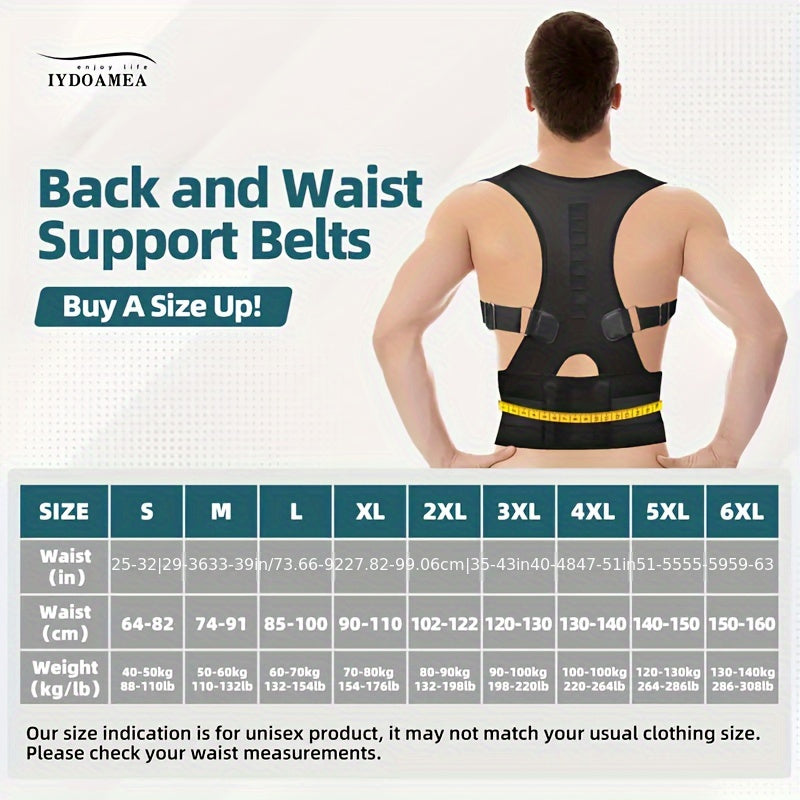 Order a larger size for the Magnetic Lumbar Back Support Belt to support the lower and upper back of men and women.