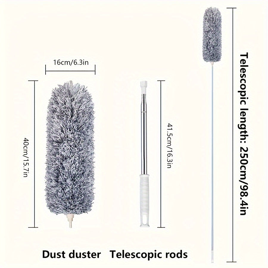 Ushbu ko'p funksiyali 1 dona Qo'shimcha Uzun Mikrofiber Qush Pichog'i 100 dyuymli Telescoping Pol va Ot Junidan Yasalgan Boshga ega. Bu yuqori shiftlar, shift fanatlari, jaluzilar va mebellarga batareyasiz yetib borish uchun mukammaldir. Mustahkam metall