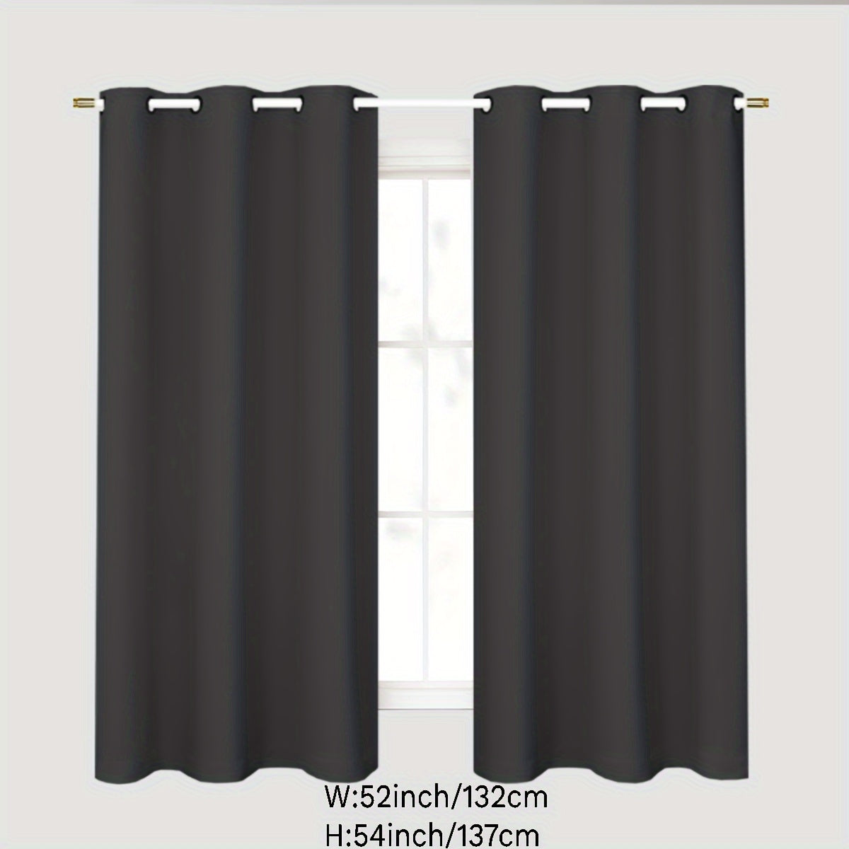 Blackout curtains in gray for a 1PC bedroom with grommets, offering thermal insulation, energy savings, noise reduction, and complete darkness. Ideal for living room use.