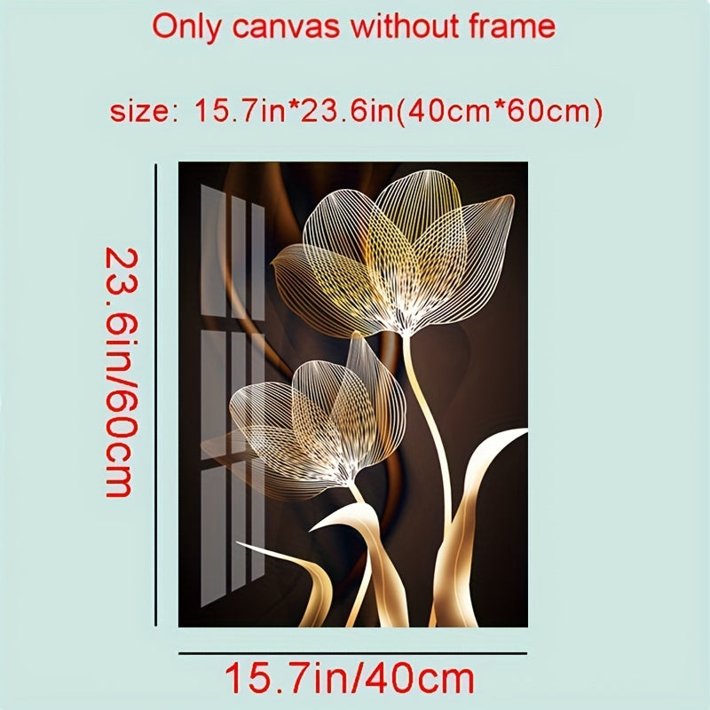 3 unframed posters of black and golden flower wall art canvas painting for living room decor, modern abstract design, 15.7x23.6in/40x60cm.