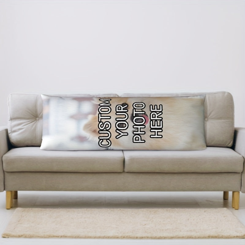 One piece of personalized long body pillowcase featuring photos or text, made from short plush material with double-sided printing. Perfect gift as a customized pillowcase cover, no pillow core included. Measures 50.8 × 137.16 cm.