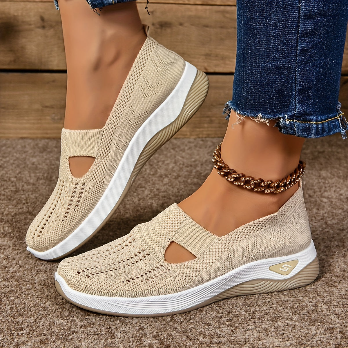 Women's slip-on sneakers in various colors with breathable fabric, EVA sole, and low-top design for all-season comfort.