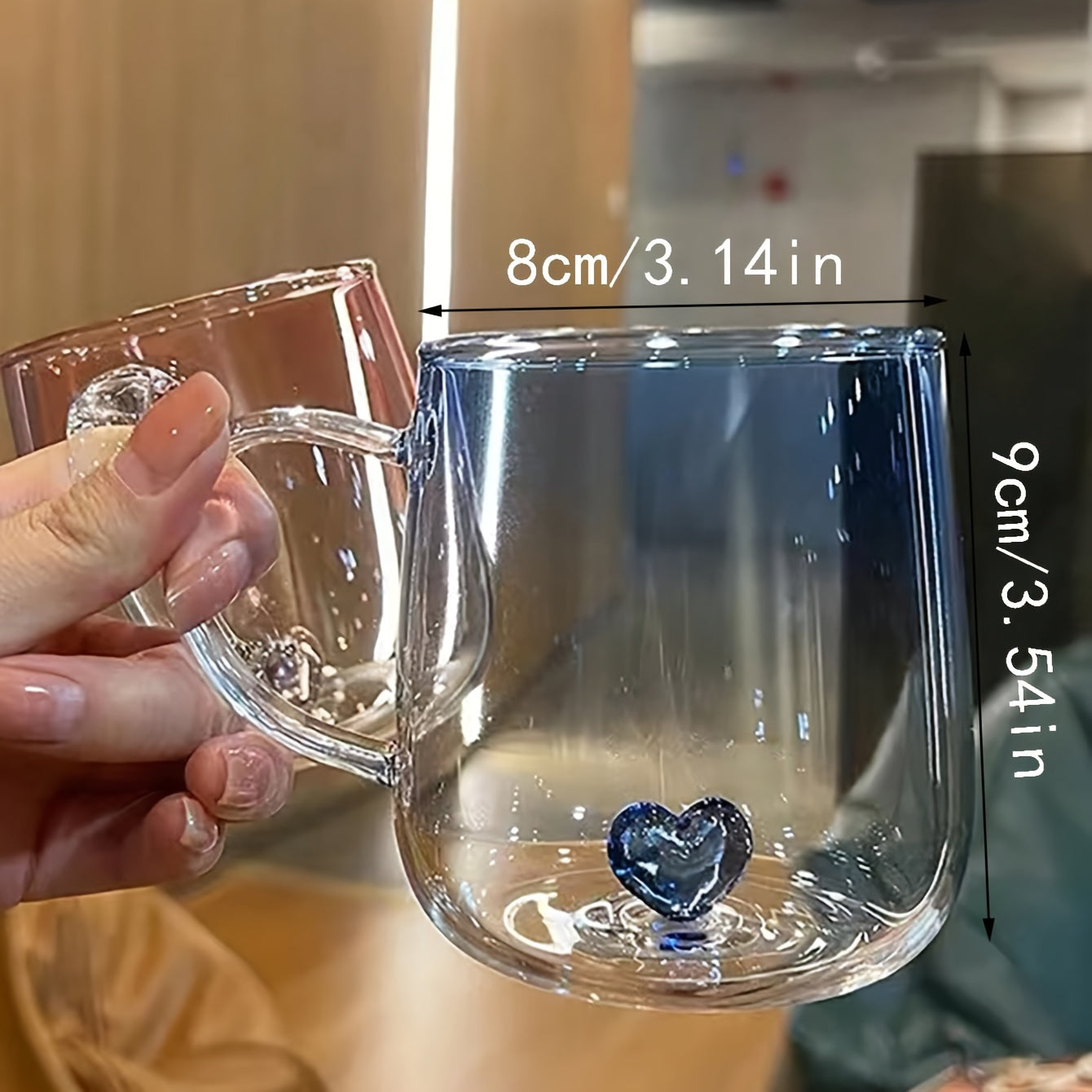 Heart Inside Glass Mug, 3D Gradient Color Water Cup, 350ml, Ideal for Iced Coffee, Juice, Milk, Tea, and More, Perfect for Summer and Winter