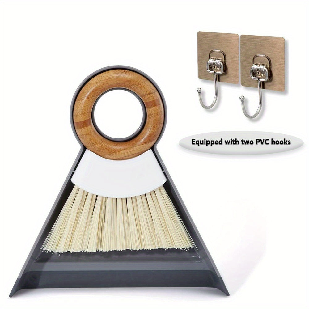 Mini Desktop Broom Duster Set with Wooden Handle and Hook for Hanging, Ideal for Sweeping Desktops, Keyboards, Windows, and Crevice Dust, as well as Pet Waste