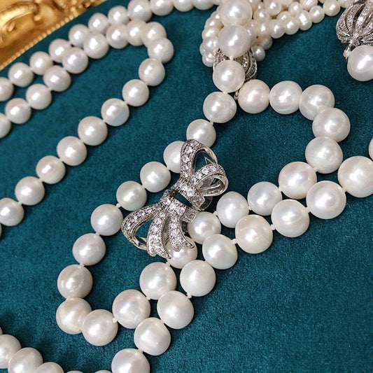 White Freshwater Pearl Tassel Necklace with Vintage Elegance for Women, Luxurious Fashion Accessory, Ideal for Vacations & Special Events, Great Mother's Day Present, Versatile All-Season Wear, Stunning CZ Accents