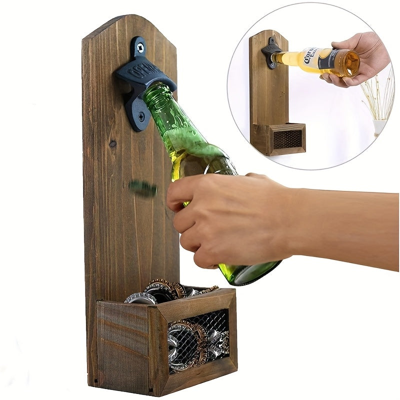 Durable vintage cast iron wall-mounted bottle opener for home, bar, and parties.