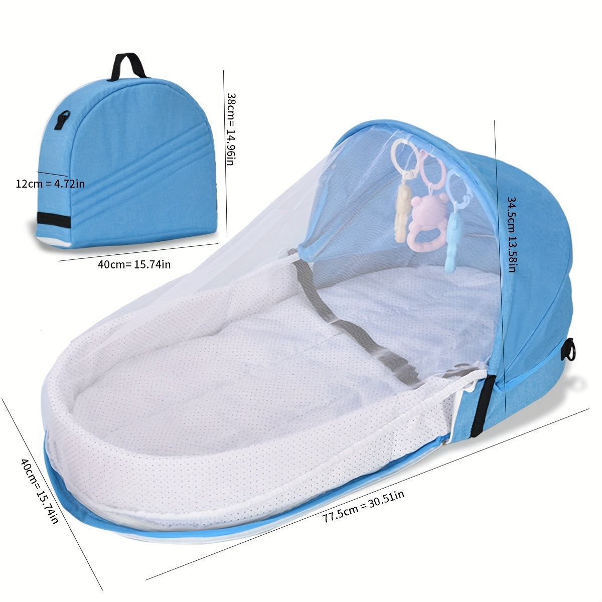 Portable Backpack Crib Divider that is Multi-Functional, Foldable Linen Bionic Bed with color options of Gray, Red, and Blue - 1 piece