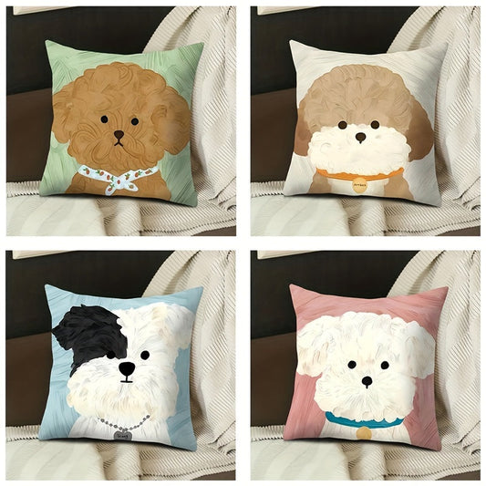 Add a touch of charm with this adorable Double-Sided Puppy Print Throw Pillow Cover. Made from elegant polyester with a zip closure, this cover is machine washable and perfect for adding a cozy feel to your living room or office. (Pillow not included)