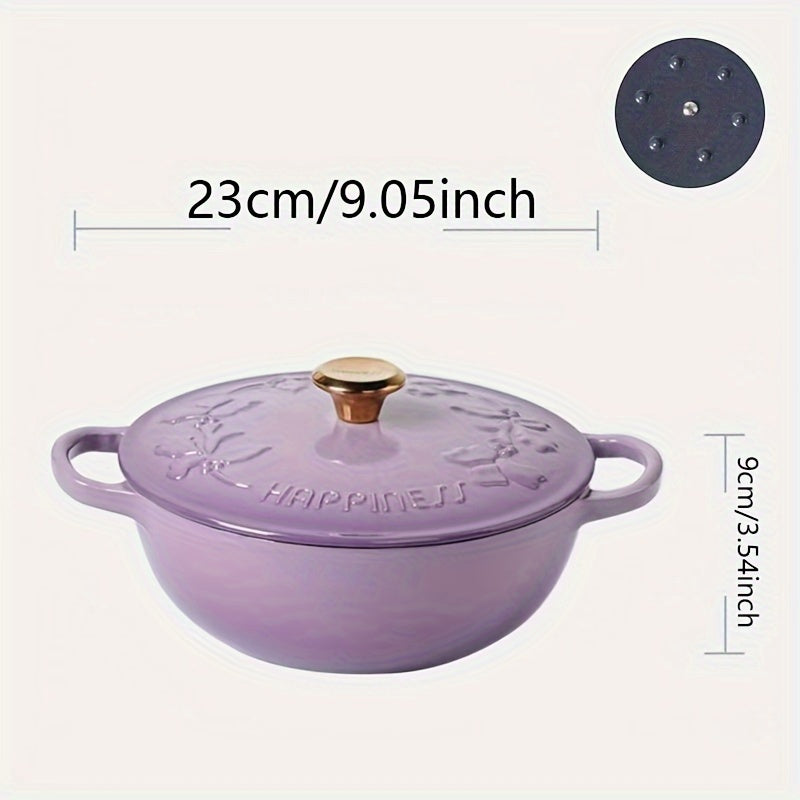 Multi-purpose Cast Iron Enamel Pot for Cooking Soups, Stews, and Porridge - Suitable for Use on Electric, Ceramic, and Gas Stoves