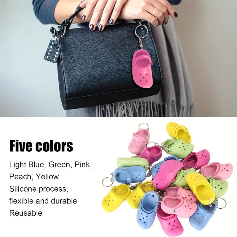 Set of 20 Mini Keychains - Silicone Shoe Charms available in 5 Colors, Ideal for Bags & Keys, Durable & Convenient Accessory for Women, Men, Girls, Boys - Great Gift Idea