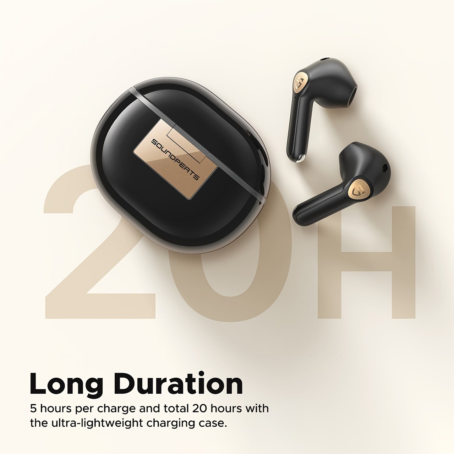 SOUNDPEATS Wireless Earbuds 5.2 with 14.2mm Driver, low latency, ENC Voice Call, 4 Mics, rechargeable 300mAh battery, Type-C connectivity, non-waterproof, open-back design, for laptop and