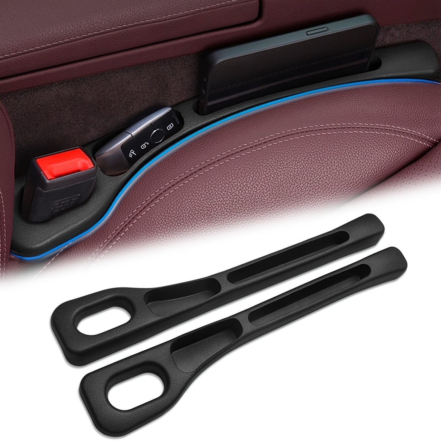 Car Seat Gap Filler with Multi-Storage Compartments - Leak-Proof Interior Strip, Ideal for Car Storage Solutions.