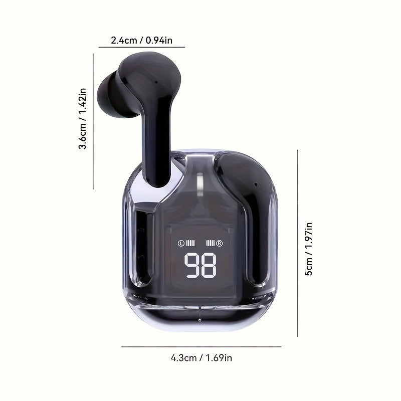 New Transparent Wireless In-Ear Music Headphones with Touch Control and Transparent Charging Case. Ideal for Men and Women. Perfect for Running, Exercise, Cycling. Great Festival Gift