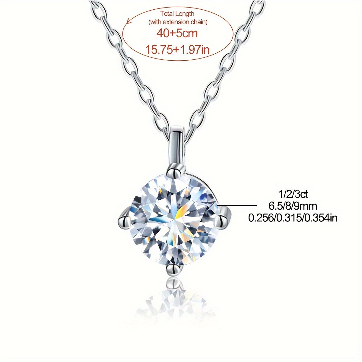 This stunning Mozambique Diamond Pendant Necklace, available in 1/2/3 carat sizes, is crafted from high-quality S925 sterling silver. Perfect for weddings, promises, eternity, or as a luxurious gift for Mother's Day or Valentine's Day. The necklace