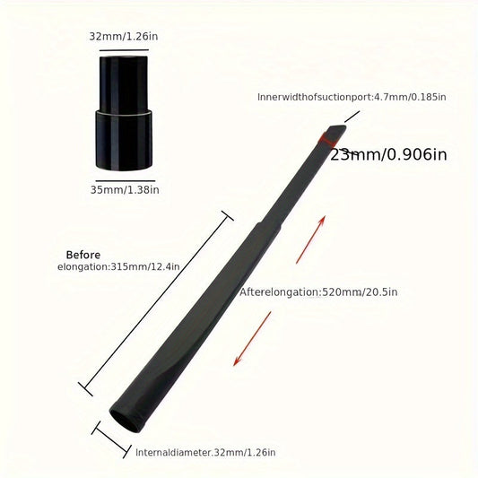 Насадка для пылесосов - плоская пластиковая насадка с адаптером 32 мм/35 мм, тонкая выдвижная щетка для труднодоступных мест - не требует зарядки или батареек