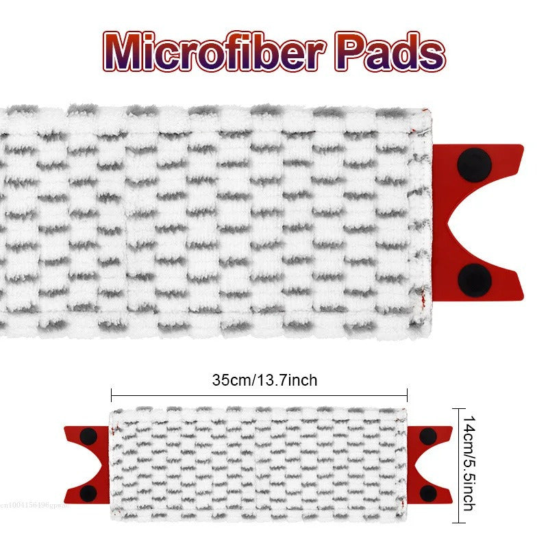 Two pieces of quick-dry microfiber mop pads that are reusable and washable. These pads are compatible with Vileda UltraMax and UltraMat.