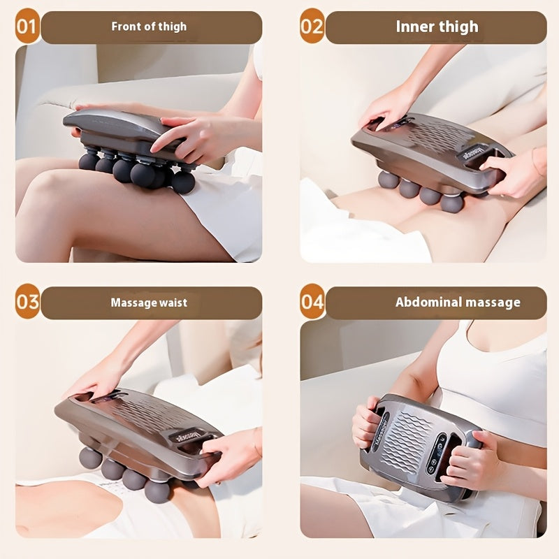 Professional percussion massage gun with 10 heads, USB rechargeable, 9 intensity levels, noise reduction, suitable for full body application, 2000mAh lithium battery.