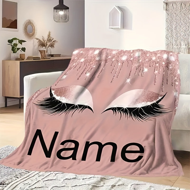 Customize your space with this stunning Pink Beautiful Eyes Print Fleece Throw Blanket. This personalized, soft and warm fleece blanket is perfect for adding a touch of modern style to your sofa, bed, travel, camping, living room, or office. It is