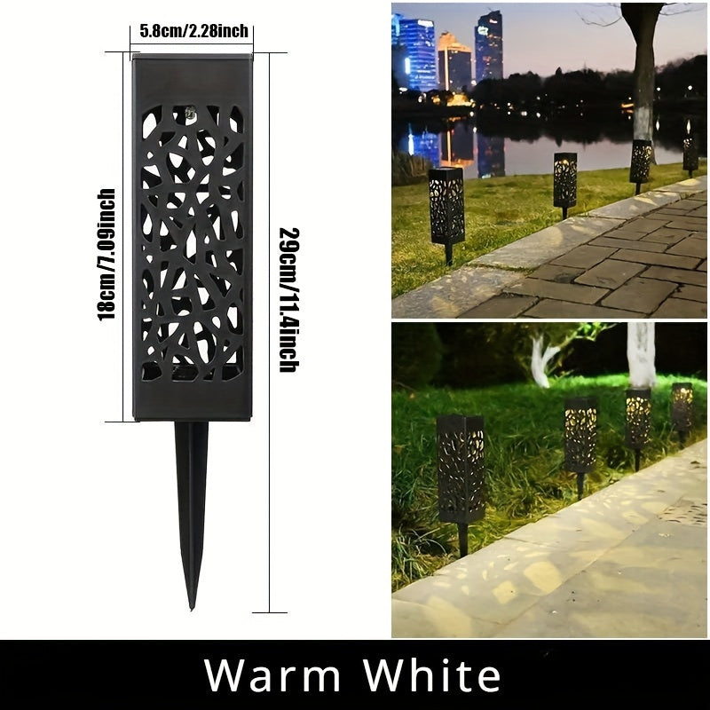 6-Pack Solar Path Lights with LED landscape lighting. Low-voltage, solar-powered with detachable fixture. Plastic lamp shade and solar battery included. ≤100 Lumen output.