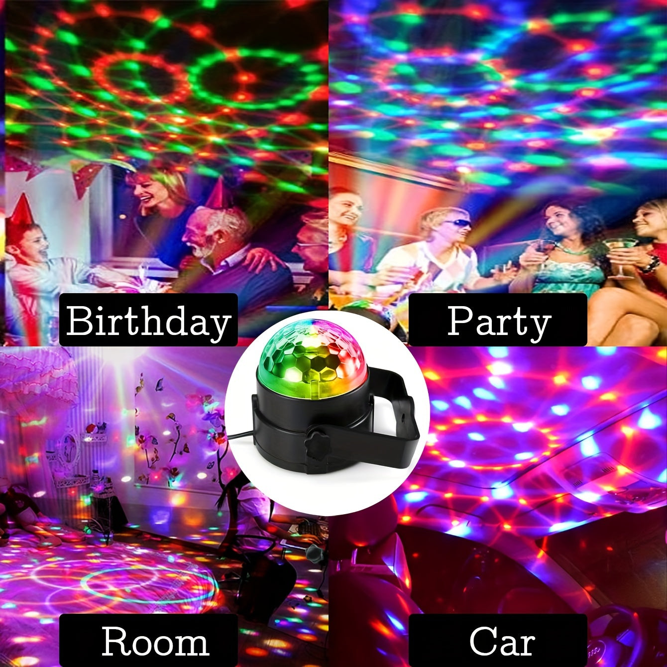 RGB Disco Ball Light with Sound Activation, Ideal for Parties and Events, USB Powered with 7 Modes, Brings Life to House Parties.