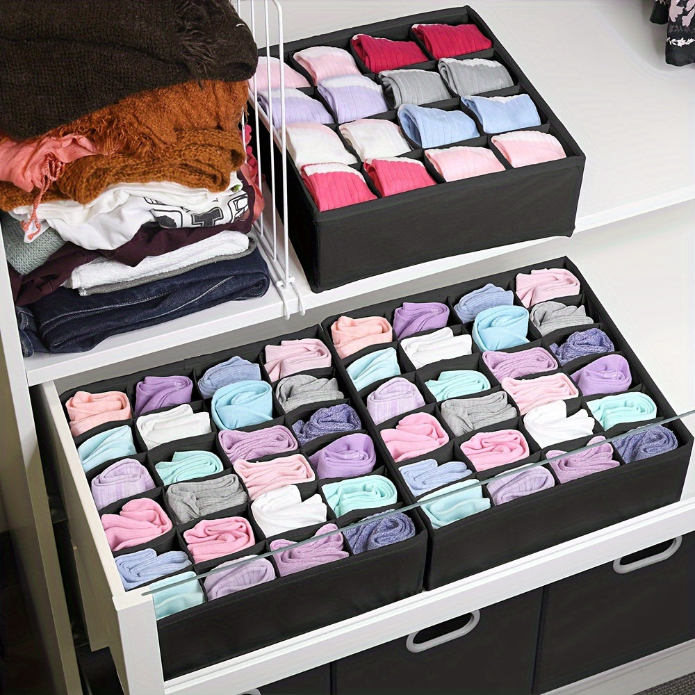 Drawer Organizer with 24 Grids Divider, Collapsible Closet Organizer for Organizing Socks, Underwear, and Ties in Cabinet