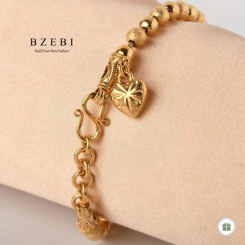 Stylish Beaded Bracelet with Adjustable Length - Crafted from 18K Gold-Plated Titanium Steel, Allergy-Free & Long-Lasting - Ideal Present for Her on Valentine's Day, Mother's Day, Birthdays & Special Occasions