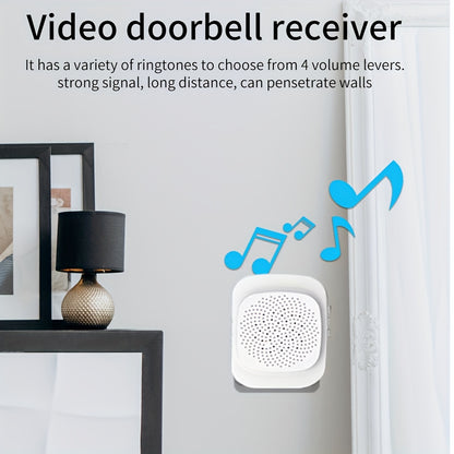 White Smart WiFi Doorbell Camera Plus with Night Vision, Two-Way Audio, Photo & Video Recording, App Control, Voice Changer, Wide Angle Lens, Rechargeable Battery, USB Powered, Wall Mount.