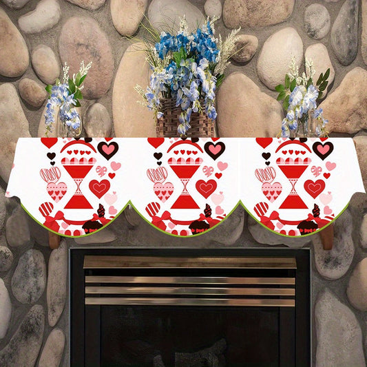 Valentine's Day Fireplace Scarf made of polyester, featuring a Love Heart design. It measures 49.78cm x 199.9cm and does not require electricity. Perfect for adding a cozy touch to your home's living room fireplace, door or window. Can also be used as a