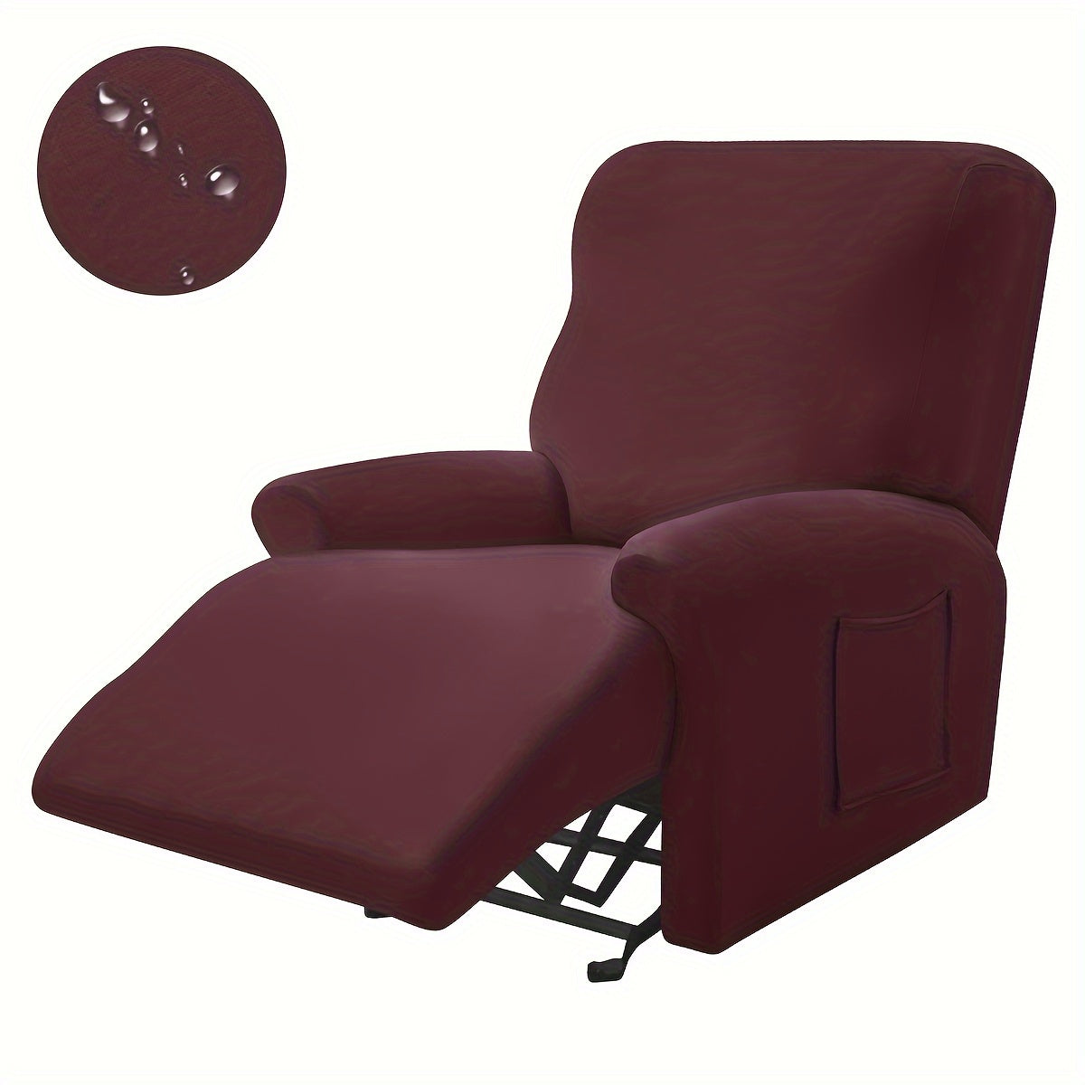 Waterproof, stretchable recliner chair covers set of 4. Suitable for all seasons with skin-friendly fabric. Machine washable.