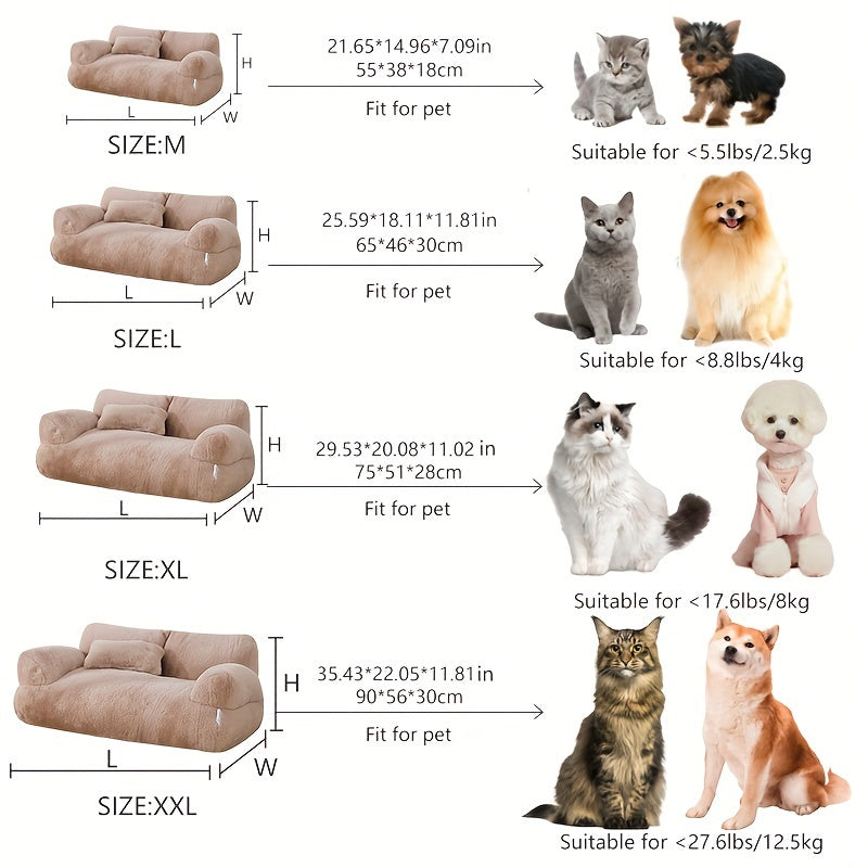 Soft grey pet bed for cats and dogs, with non-slip design and washable polyester material.