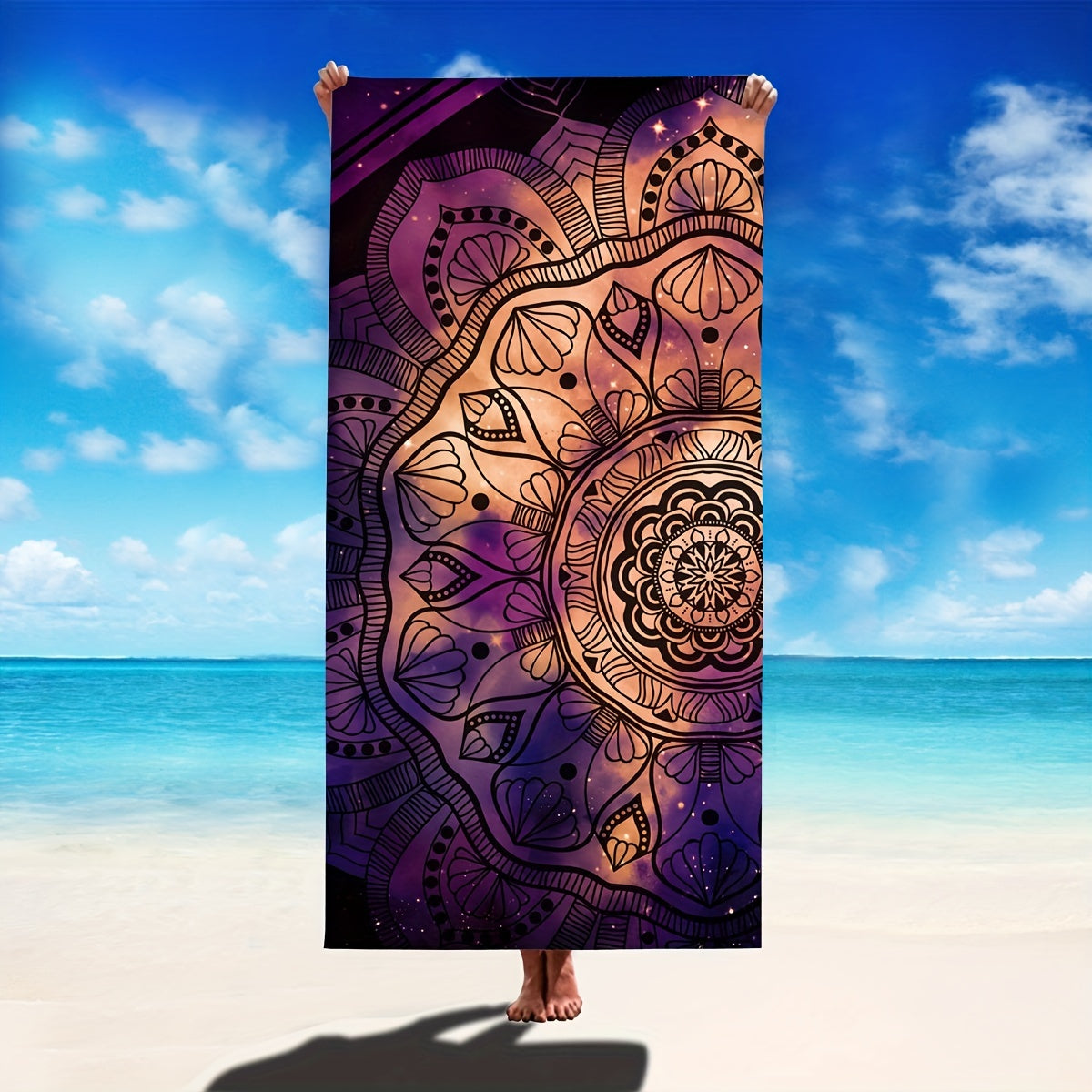 Fast-drying microfiber beach towel with tropical floral design, lightweight and absorbent, great for swimming, gym, yoga, and travel.