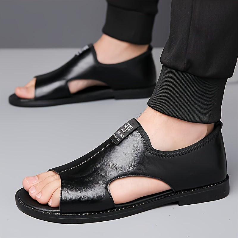 Men's slip-on open toe sandals for spring and summer walking and traveling, with non-slip design.