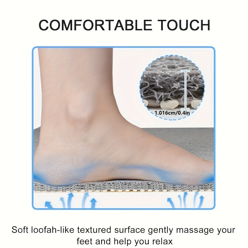 Non-slip bathroom mat with foaming loofah base, waterproof, 53.34*53.34cm.