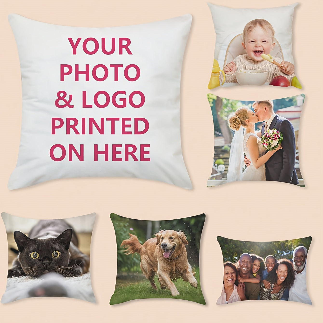 Customize your own Pet Memorial Pillow with a personalized photo, featuring a single-side print on a 45.72x45.72 cm polyester fiber pillow. Insert not included, perfect for honoring your beloved dog or cat as a Christmas commemorative gift.