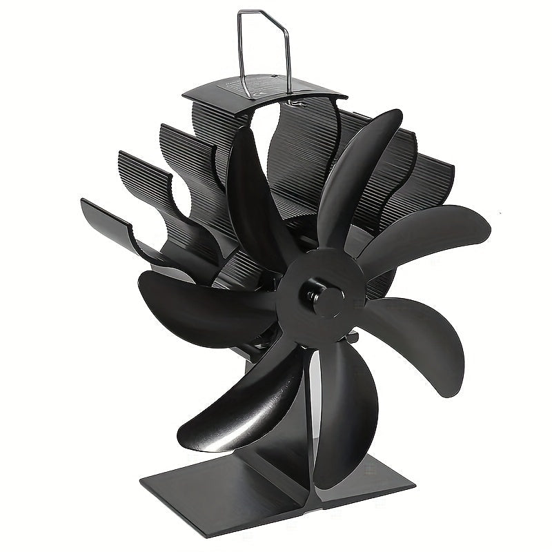 7-Blade Aluminum Stove Fan for Fireplace Wood Burner Decor, Heat Powered Blower with High-Velocity Air Circulation - Silent Operation, Accessory for Efficient Heat Distribution and Multiple Components Included, No Electricity Required