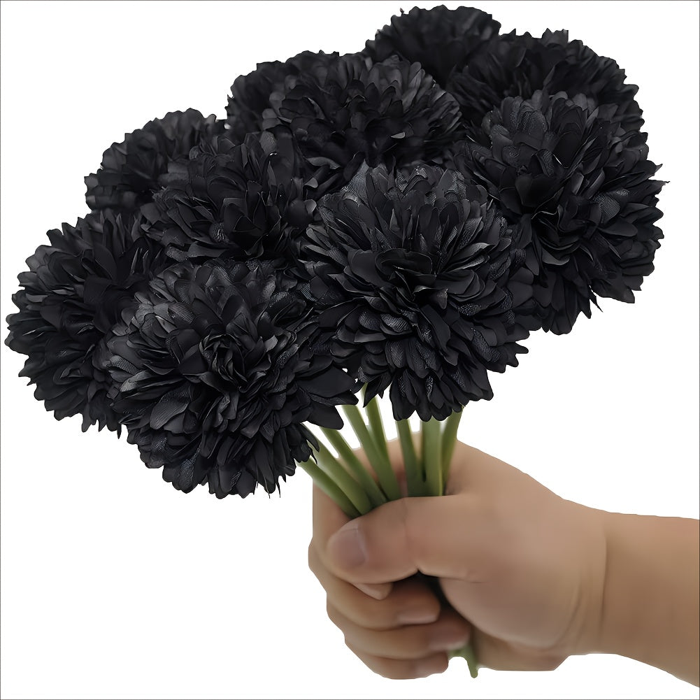 10 artificial chrysanthemum ball flowers for wedding bouquets, home decor, or party table centerpieces.