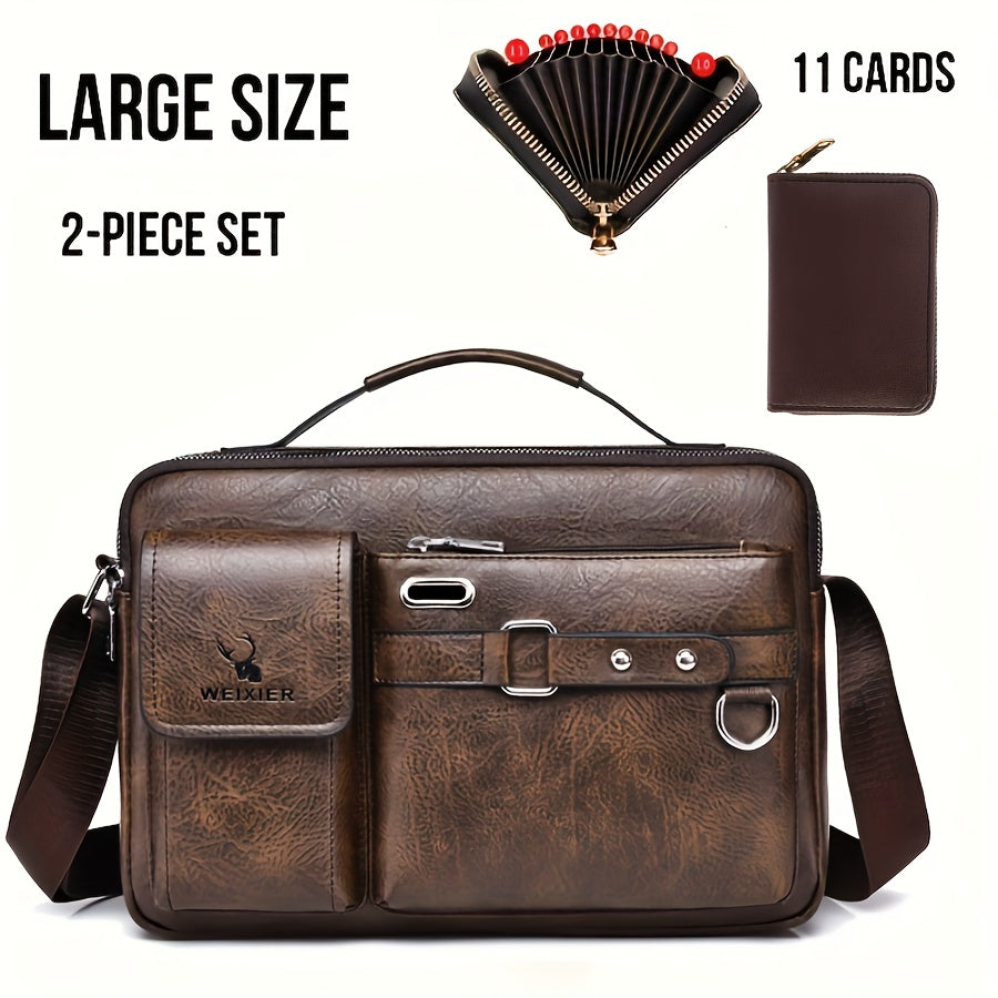 WEIXIER shoulder bag set includes satchel, casual bag, card holder wallet with multi-card slots.