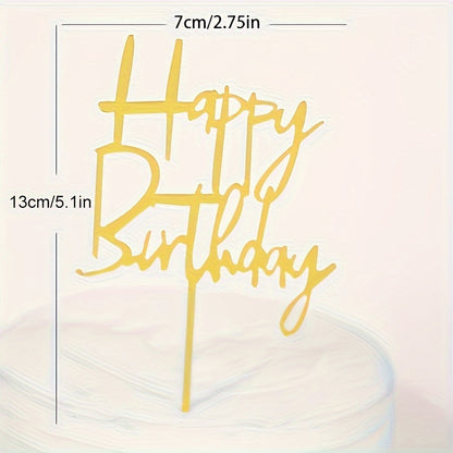 10 Happy Birthday Acrylic Cake Toppers - Great for Party Decor, No Batteries Needed, LATTBY