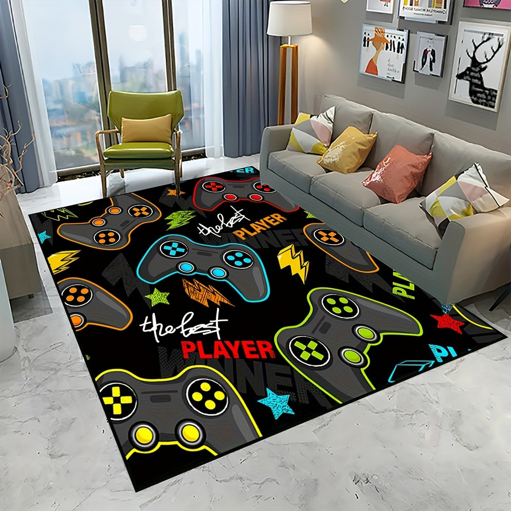 Game Controller Print Area Rug for 1 pc, with Anti-fatigue Floor Carpet and Stain-resistant Kitchen Rug. Also features a Quick Dry Absorbent Bath Mat, Entrance Welcome Doormats, and can be used in the Living Room, Bedroom, Hallway, Laundry Room, or