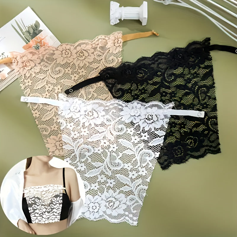 3 Elegant Floral Lace Anti-Glare Bra Pads for Women - Stylish and Comfortable, Machine Washable