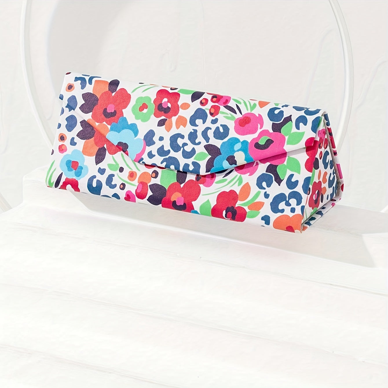 Stylish Butterfly and Floral Print Women's Folding Glasses Case - Sturdy Hard Shell, Convenient Eyewear Holder