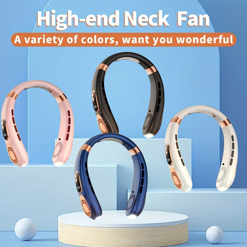 The JKUOO Portable Neck Fan is a convenient and versatile option for staying cool on-the-go. With an LED display, USB rechargeability, 5-speed settings, and a colorful night light feature, this fan is perfect for use at home, in the office, during