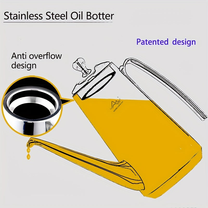 Luxury Stainless Steel Oil Dispenser for Kitchen and Restaurant Use - Features Patented Design and PVC-Free Material